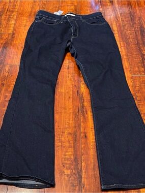 High-Rise Dark Blue Flare Jeans — Classic Wide Leg